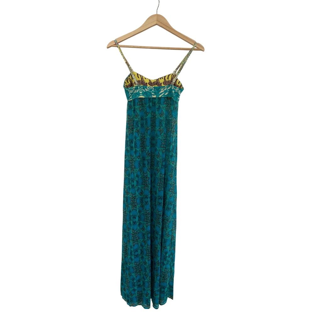 Maaji Teal Printed Midi Dress with Floral Bust - Picture 2 of 15